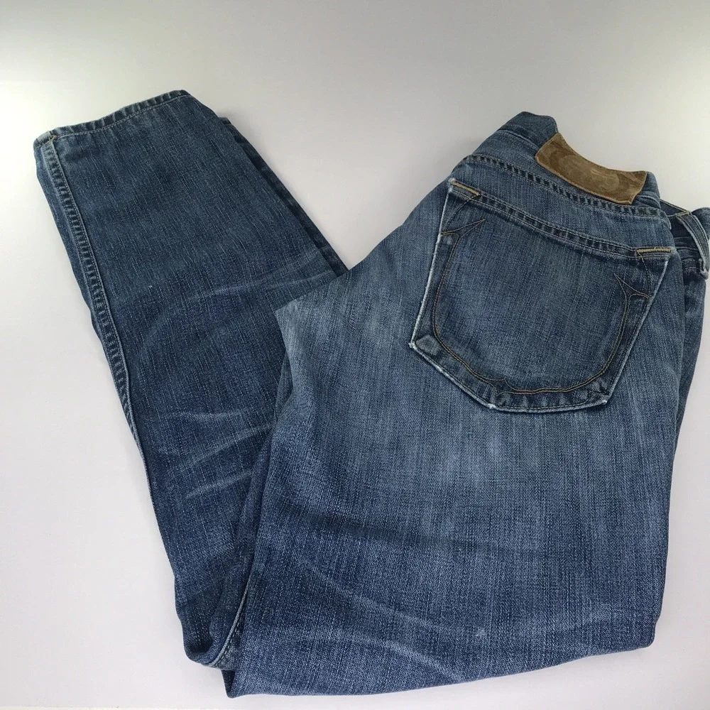 True Religion‎ Jeans Mens 28 X 32 Dark Blue Rocco Skinny Distressed Button Fly